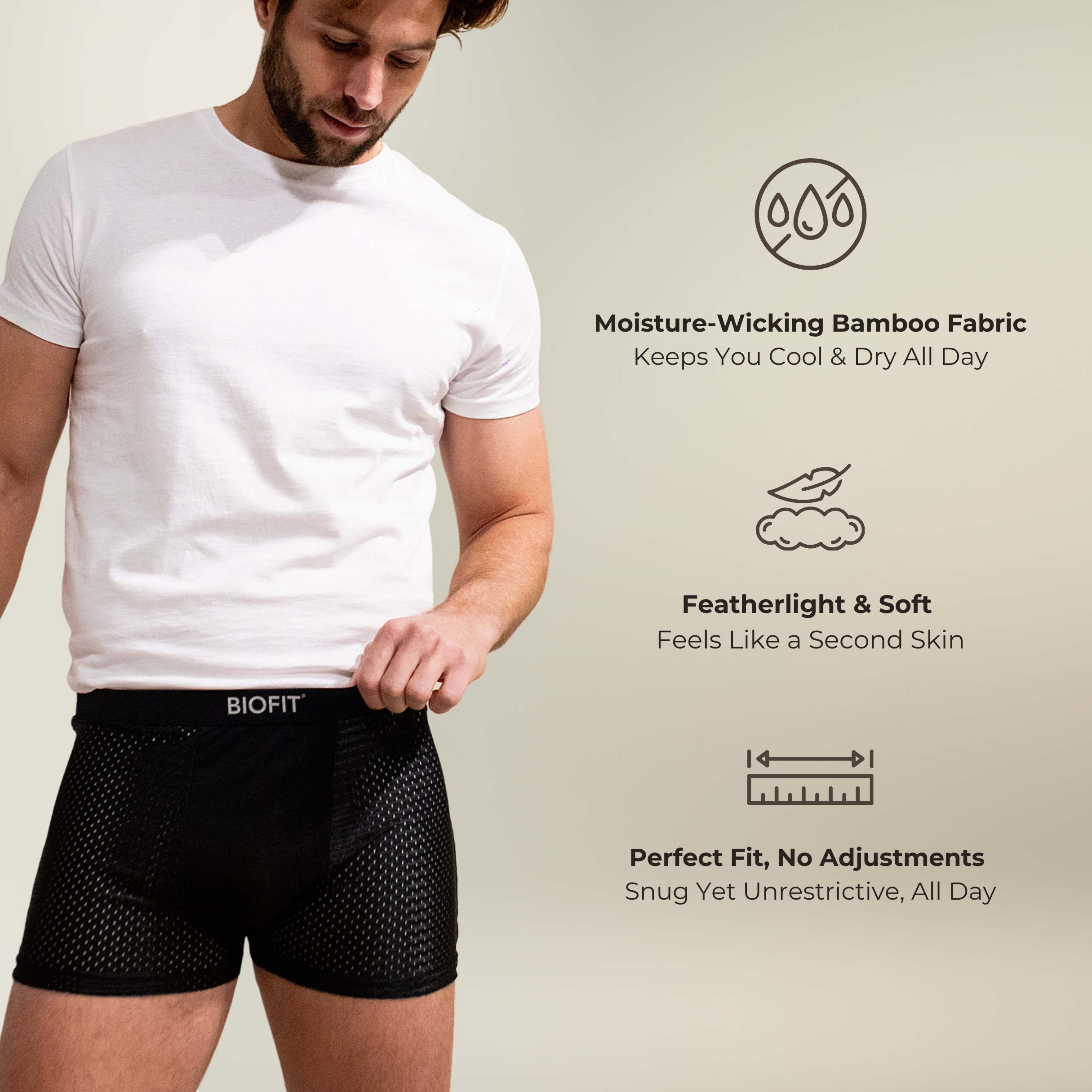 Lot de 5 boxers en bambou BIOFIT® Gris | + 5 GRATUITS