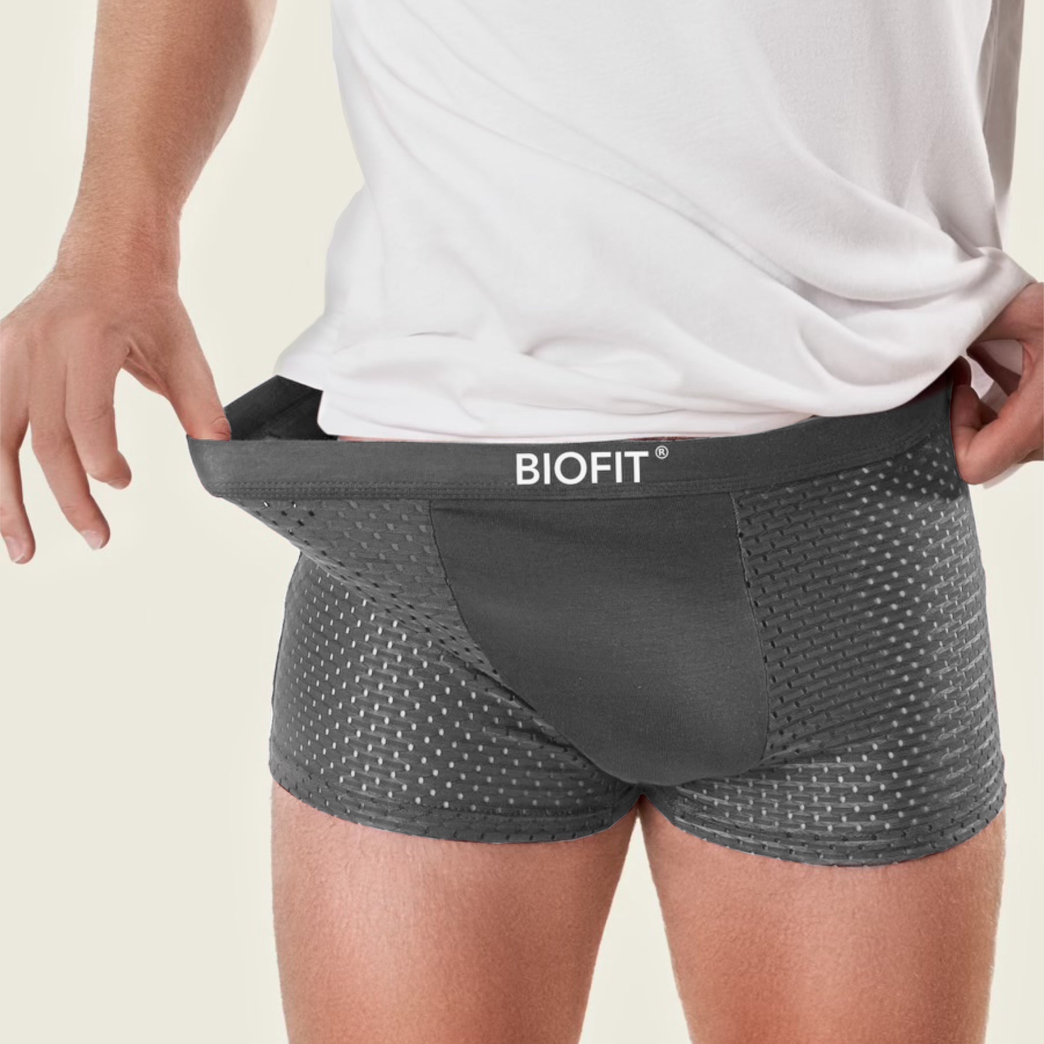 Lot de 5 boxers en bambou BIOFIT® Gris | + 5 GRATUITS