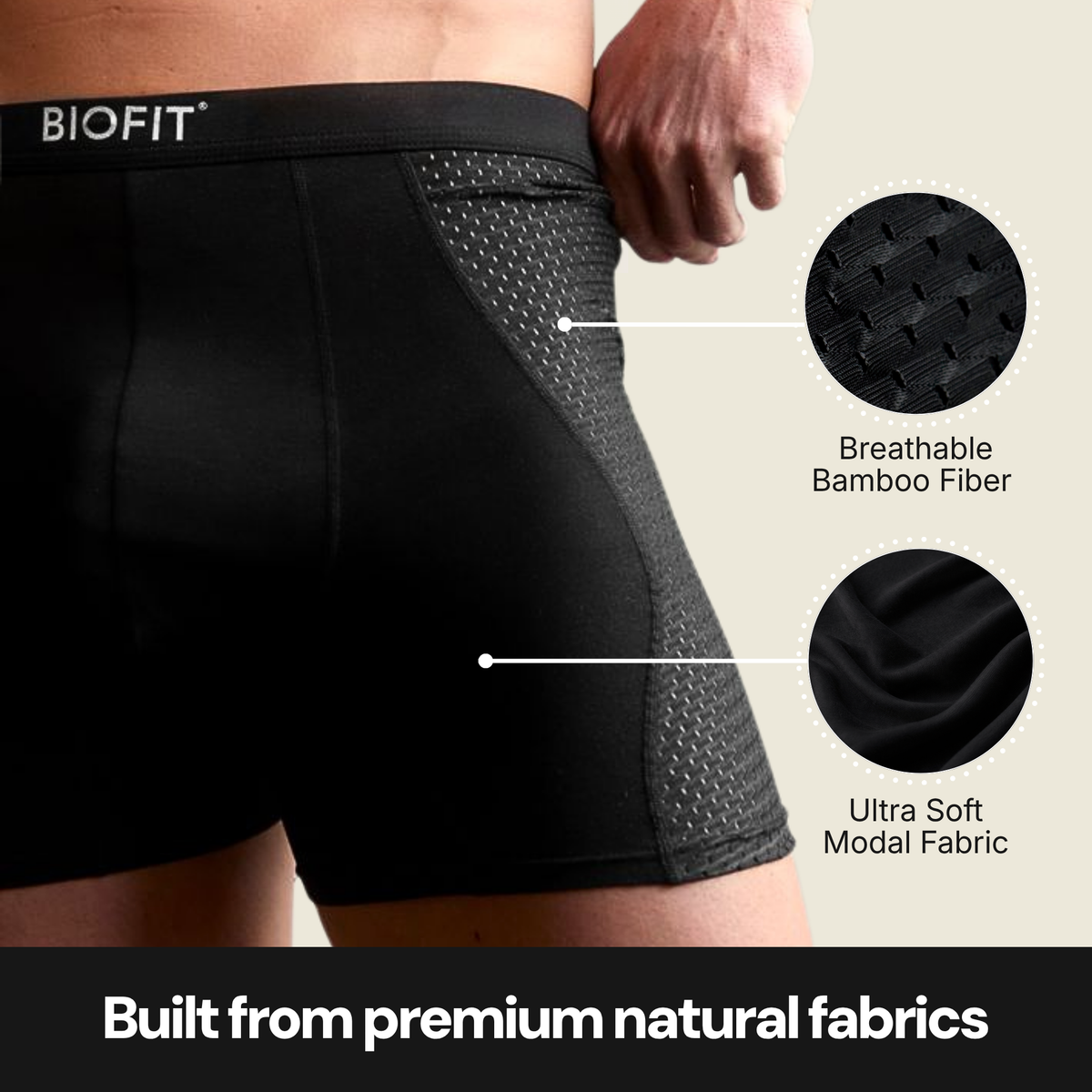 BIOFIT® Origins Black Boxers 3-Pack