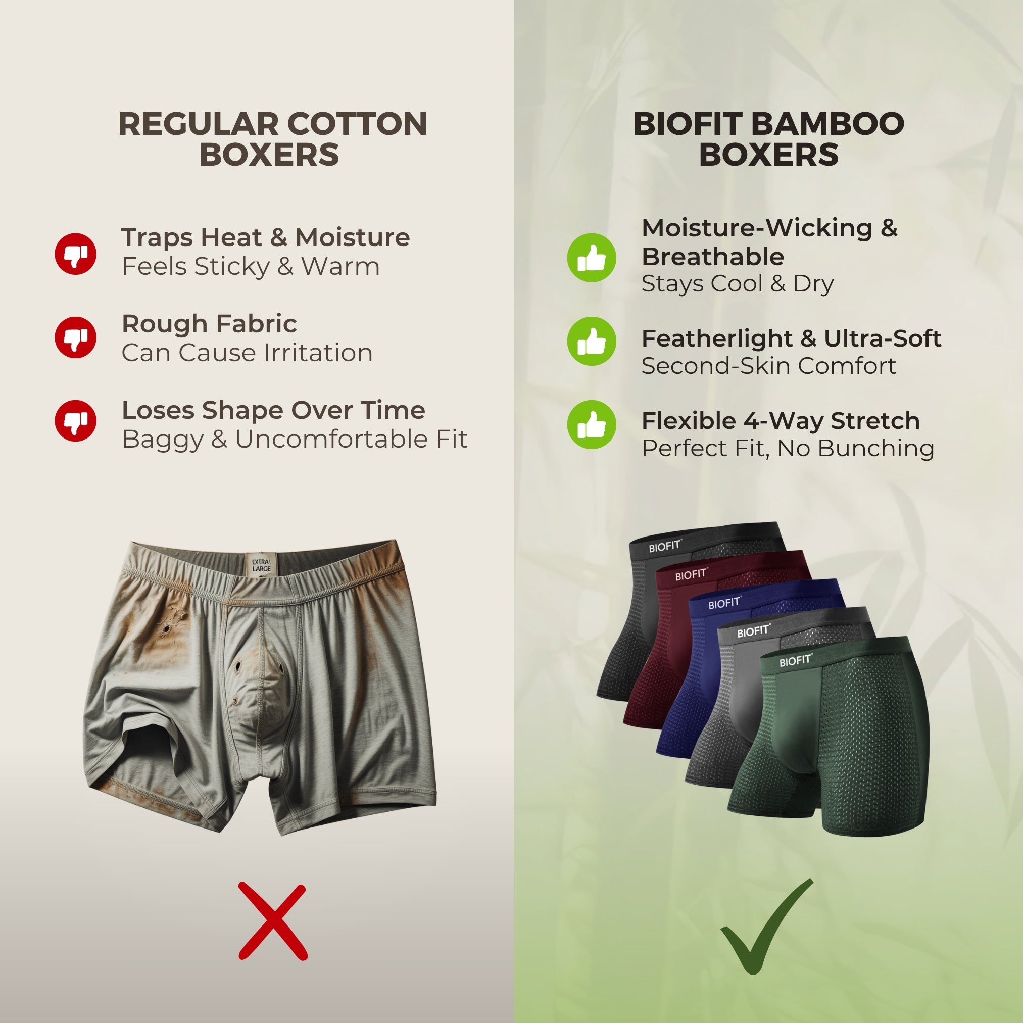 Lot de 5 boxers en bambou BIOFIT® multicolores | + 5 GRATUITS