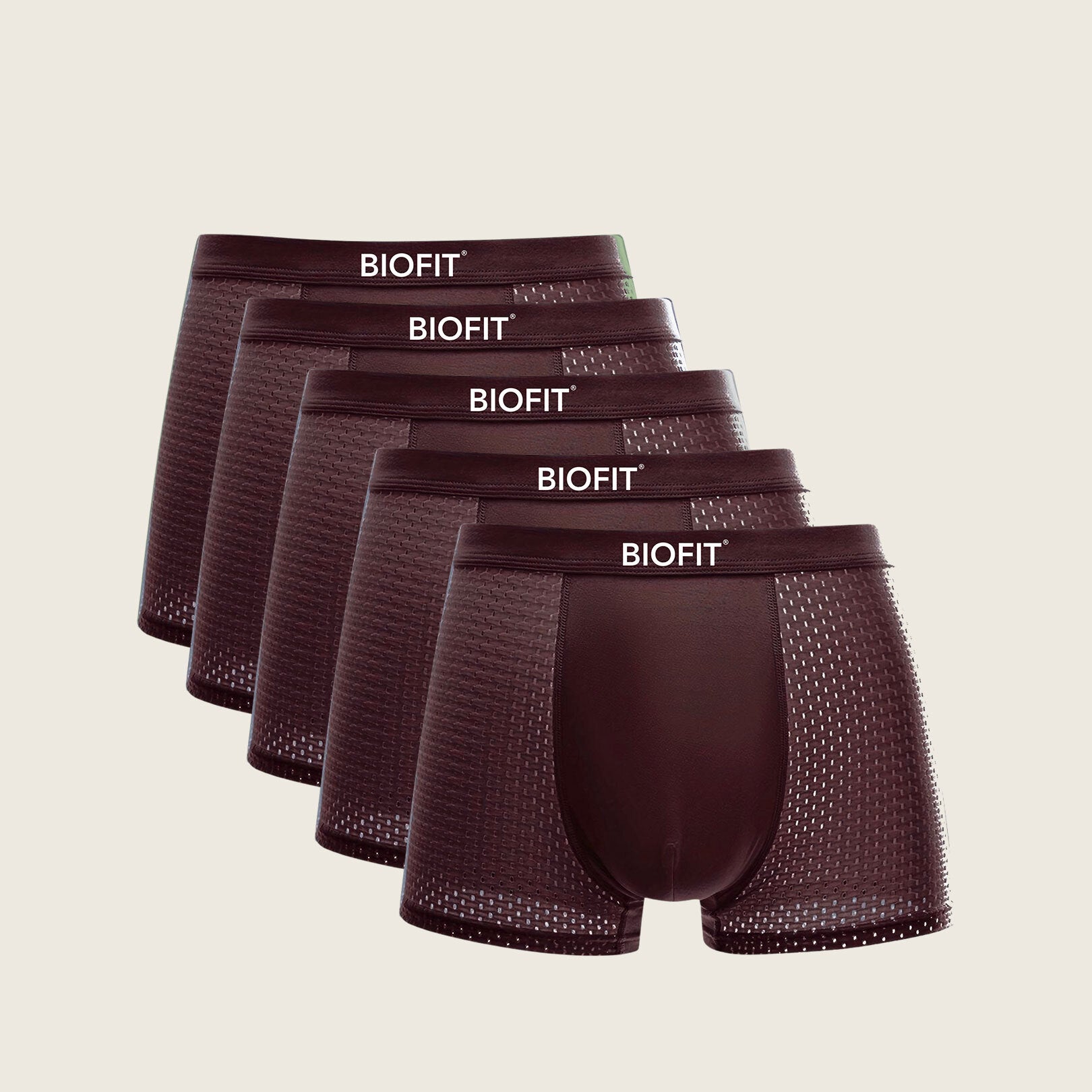 Lot de 5 boxers en bambou BIOFIT® Rouge
